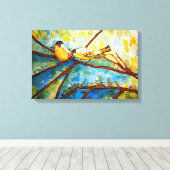 イエローバード水彩プリントキャンバス20x13 キャンバスプリント (インサイチュ (ウッドフロア))