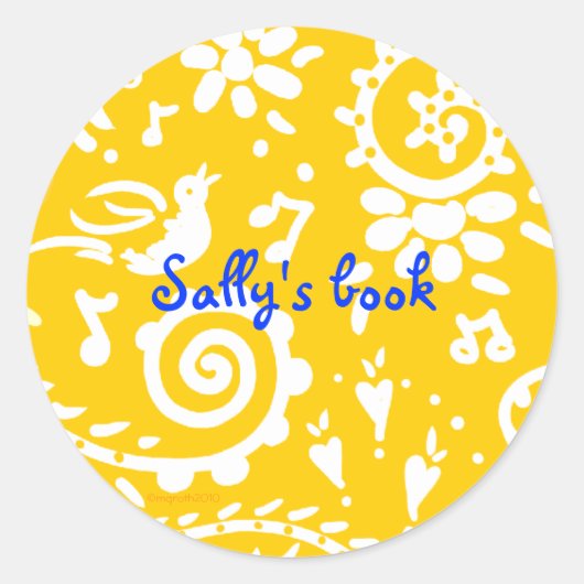 イエローバード蔵書票 ラウンドシール (正面)