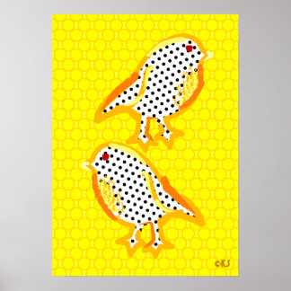 「イエローバード」デジタル絵画ポスター ポスター