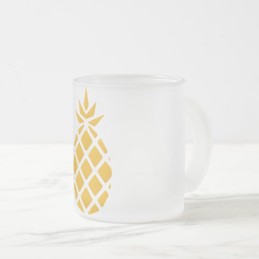 イエローパイナップル耐久クラシック大事な行事 フロストグラスマグカップ (正面右)