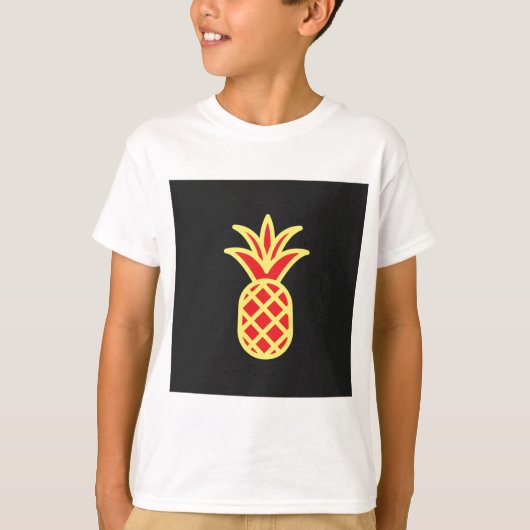 イエローパインアップルinブラック tシャツ (正面)