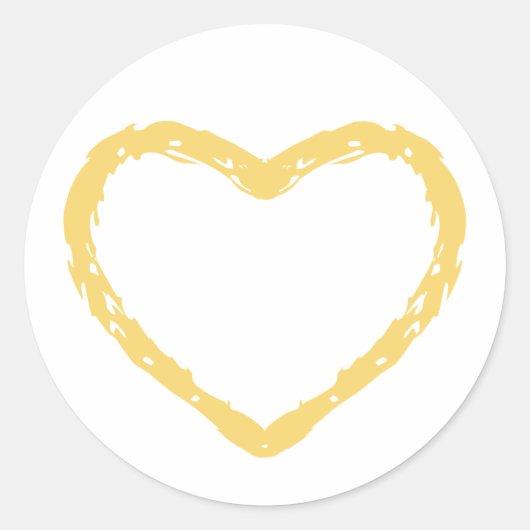 イエローパステルハートシャルボードキッドドロウニング ラウンドシール (正面)