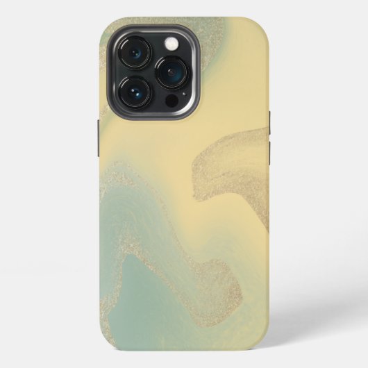 イエローパステル大理石の手描き iPhoneケース (裏面)