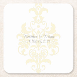 イエローパステル紙コースター スクエアペーパーコースター