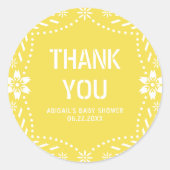イエローパペルピカドありがとうベビーガールシャワー ラウンドシール (正面)