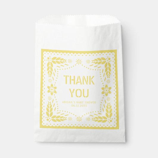 イエローパペルピカドありがとう赤ちゃんシャワー フェイバーバッグ (正面)