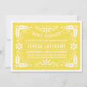 イエローパペルピカドメキシコのニュートラルベビーシャワー 招待状 (正面)