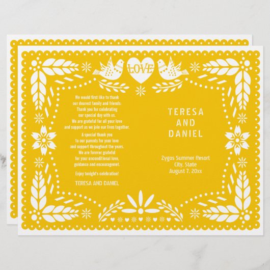 イエローパペル結婚ピカドのフィエスタ折り畳みプログラム (正面/裏面)