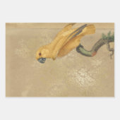 イエローパロットオンタンと金ゴールド ラッピングペーパーシート (正面)