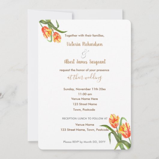 イエローパロットチューリップスフローラ結婚式招待状 招待状 (正面)