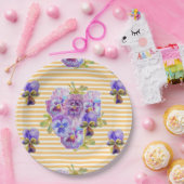 イエローパンシーアートフラワーズパターン紙パーティープレート ペーパープレート (パーティー)