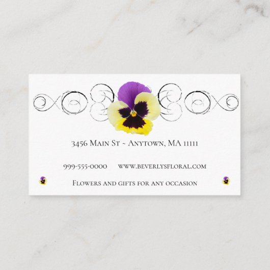 イエローパンシーデイジーフローラショップ名刺 名刺 (裏面)