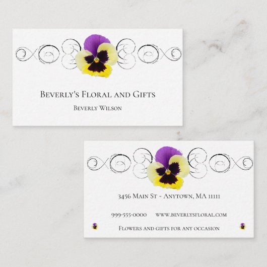 イエローパンシーデイジーフローラショップ名刺 名刺 (正面/裏面)