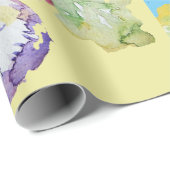 イエローパンシーパープル春の花水彩 ラッピングペーパー (ロールコーナー)