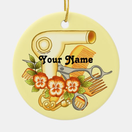 イエローパンシーボーティシャンオーナメント セラミックオーナメント (正面)