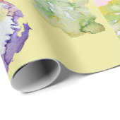 イエローパンジーピンク黄色春の花水色 ラッピングペーパー (ロールコーナー)