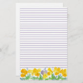 イエローパンジーフローラ水絵を描色のライニング 便箋 (正面/裏面)