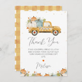 イエローパンプキントラックベビーシャワーサンキューカード 招待状 (正面/裏面)