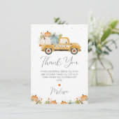 イエローパンプキントラックベビーシャワーサンキューカード 招待状 (スタンド正面)
