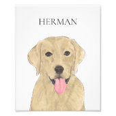 イエローパーソナライズされたラブラドールアート フォトプリント            (正面)