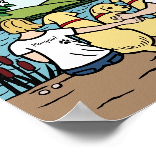 イエローパーソナライズされたラブラドールファミリーブロンドショートB ポスター (角)