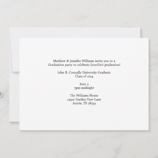 イエローパーソナライズされた卒業2024年度卒業パーティー 案内状 (裏面)