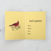 イエローパーティの招待状レッド（鳥）ショウジョウコウカンチョウカード カード (内部)