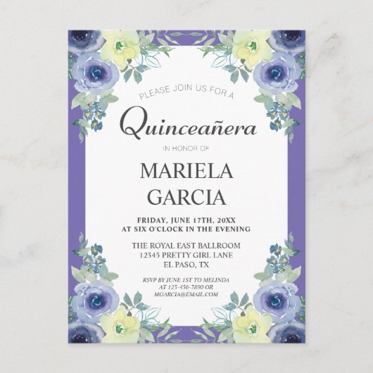 イエローパープかわいらしルフローラキンセアニェラ誕生日   ポストカード (正面)