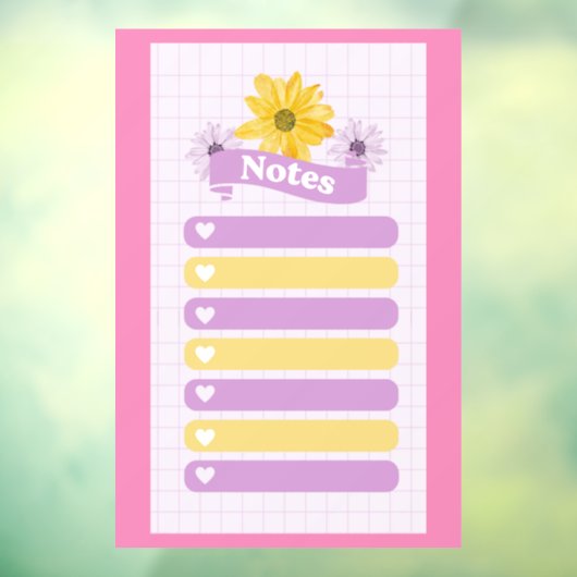 イエローパープルガーリーフローラフラワーブロッサムハート ウィンドウサイン (シート3)