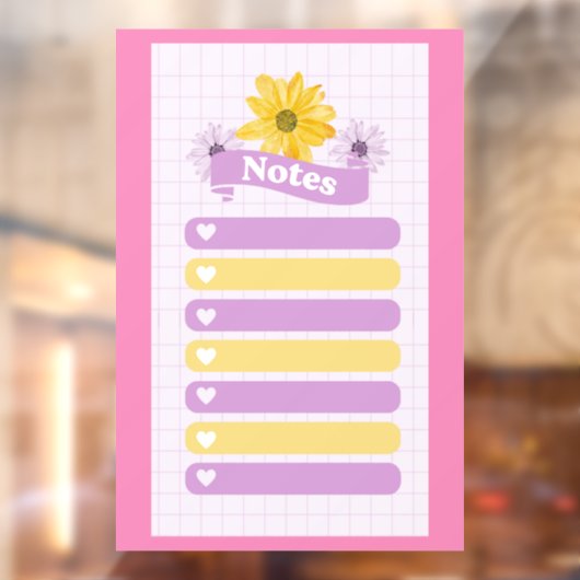 イエローパープルガーリーフローラフラワーブロッサムハート ウィンドウサイン (シート2)