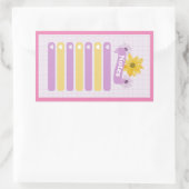 イエローパープルガーリーフローラフラワーブロッサムハート 長方形シール (バッグ)