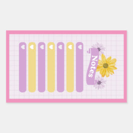 イエローパープルガーリーフローラフラワーブロッサムハート 長方形シール