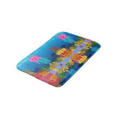 イエローパープルグリーンコーラルリードとピンククラゲ バスマット (アングル)