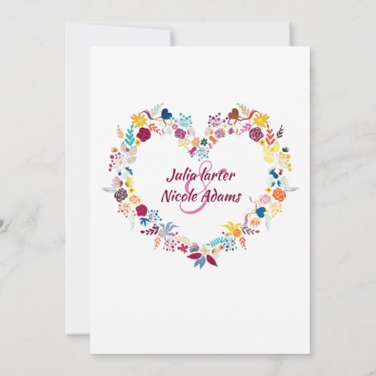 イエローパープルグリーン春の花ラース結婚ズ 招待状 (裏面)