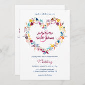 イエローパープルグリーン春の花ラース結婚ズ 招待状 (正面/裏面)