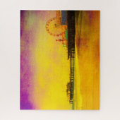 イエローパープルサンタモニカ埠頭 ジグソーパズル (縦)