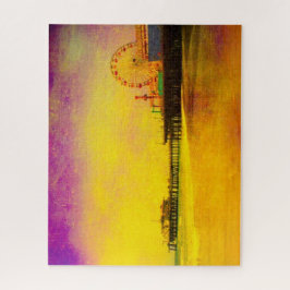 イエローパープルサンタモニカ埠頭 ジグソーパズル