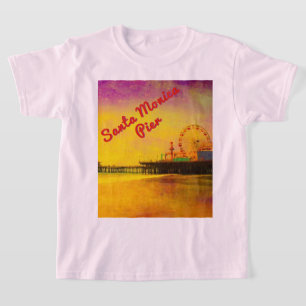 イエローパープルサンタモニカ埠頭 Tシャツ