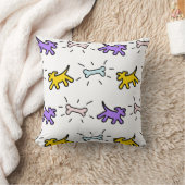 イエローパープルドッグズボーンズ落書きスタイル枕 クッション (ブランケット)