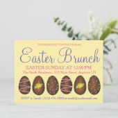イエローパープルバタークリームイースターバスケットエッグブランチ 招待状 (スタンド正面)