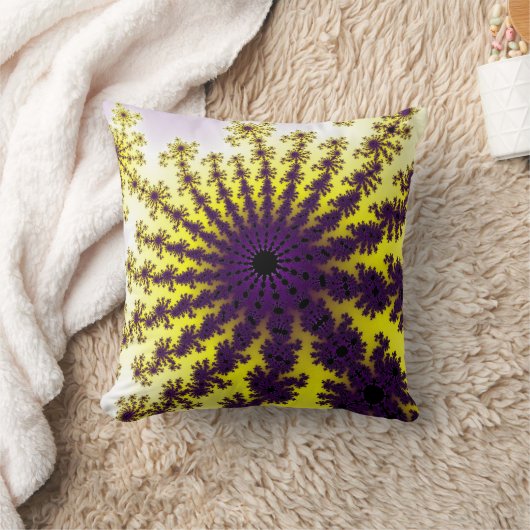イエローパープルバースト装飾用クッション クッション (ブランケット)