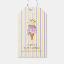 イエローパープルフラワースクープアイスクリーム赤ちゃんシャワー