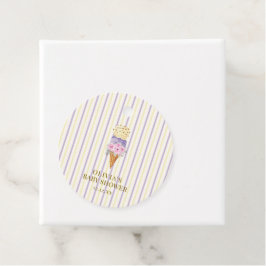 イエローパープルフラワースクープアイスクリーム赤ちゃんシャワー フェイバータグ