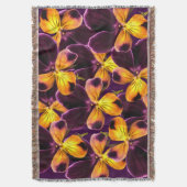 イエローパープルフラワー抽象芸術ブランケット スローブランケット (正面縦)