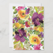 イエローパープルフローラセージ緑の空の巣パーティー 招待状 (裏面)