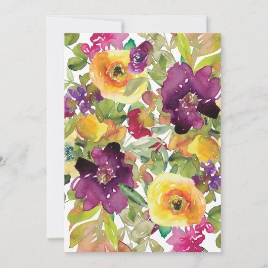 イエローパープルフローラセージ緑の空の巣パーティー 招待状 (裏面)