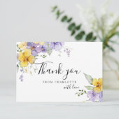 イエローパープルフローラブライダルシャワーありがとう カード (スタンド正面)