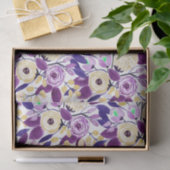 イエローパープルフローラブーケ水彩模様 薄葉紙 (ギフト)