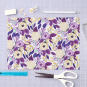 イエローパープルフローラブーケ水彩模様 薄葉紙 (クラフト)