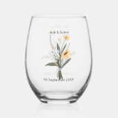 イエローパープルフローラミニマ結婚リストカスタムズ ステムなしワイングラス (裏面)